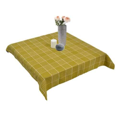 Trend Check damask tablecloth in curry from Engholm