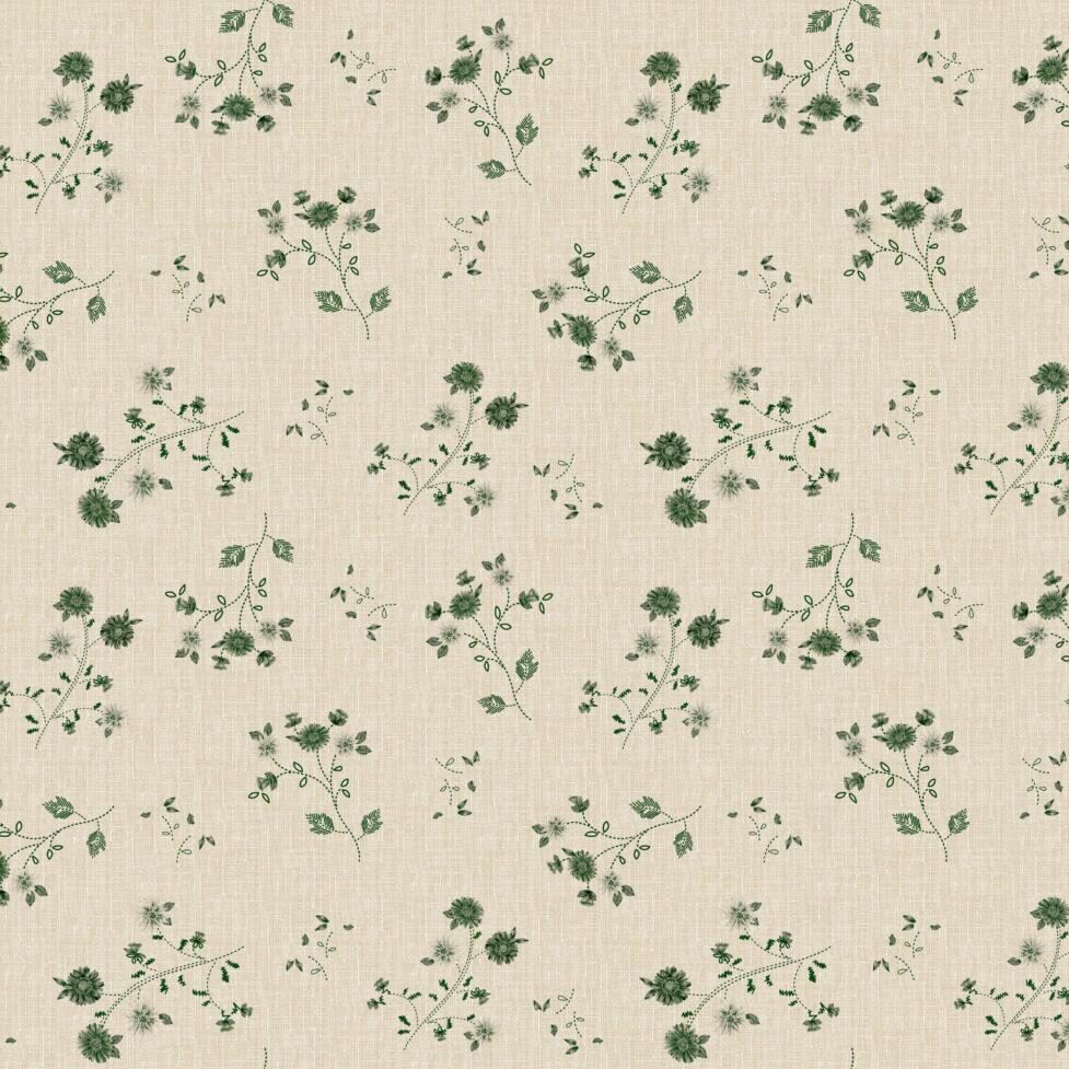 Voksdug - EVORA- Enfarvet blomster - Grøn - 140 cm - 20m pr. rulle