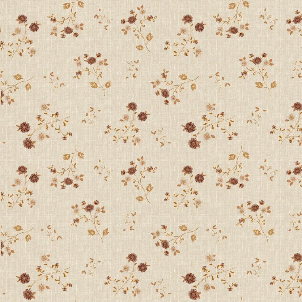 Voksdug - EVORA- Enfarvet blomster - Beige - 140 cm - 20m pr. rulle